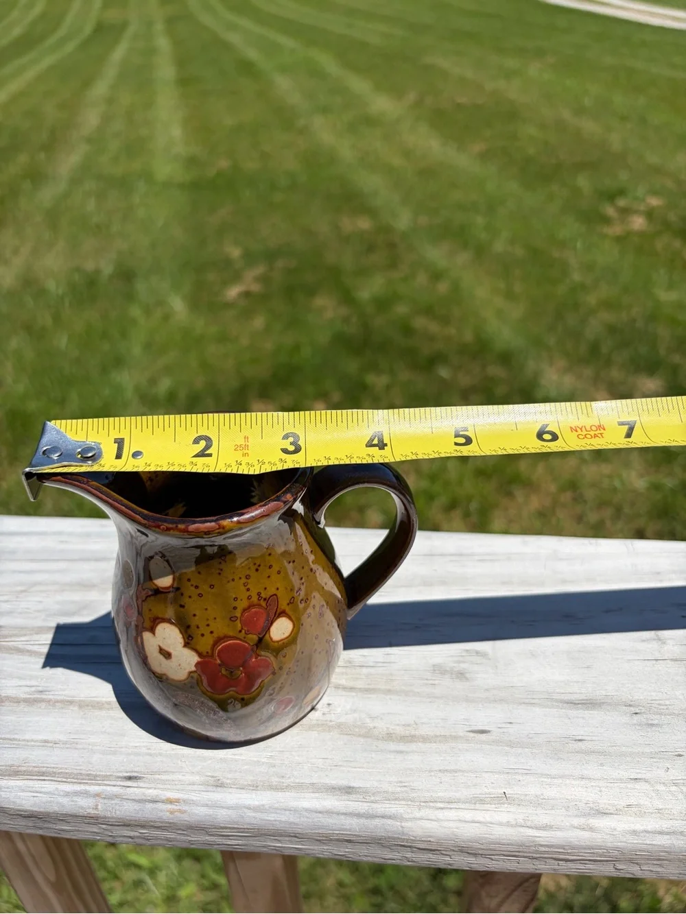 Glazed‎ Flower Stoneware Small Pitcher Vintage Japan Cottagecore Grandmacore